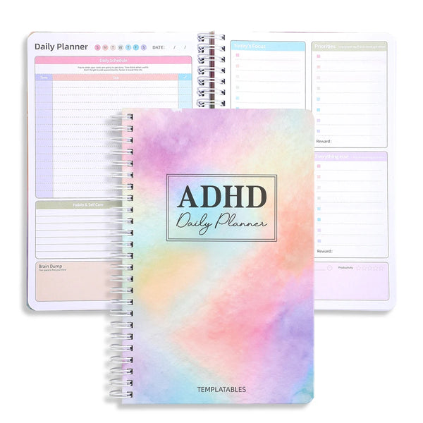64 Sheets Undated ADHD Daily Focus Planner A5 Notebook with Stickers